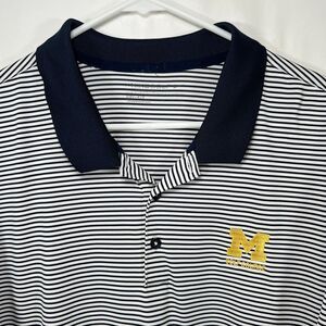 University of Michigan UofM Golf Course Nike Polo Shirt Mens 2XL Blue Striped